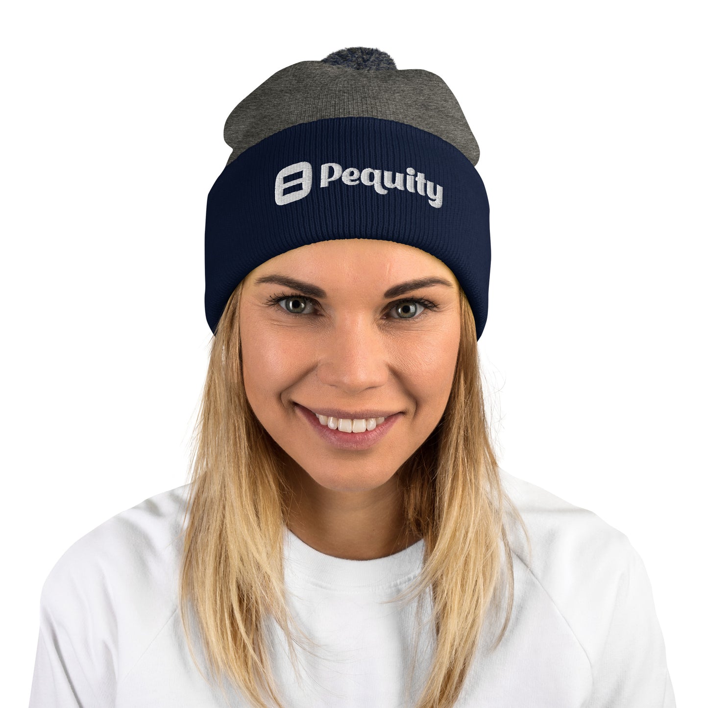 Pequity Puffy Embroidered Logo | Pom-Pom Beanie