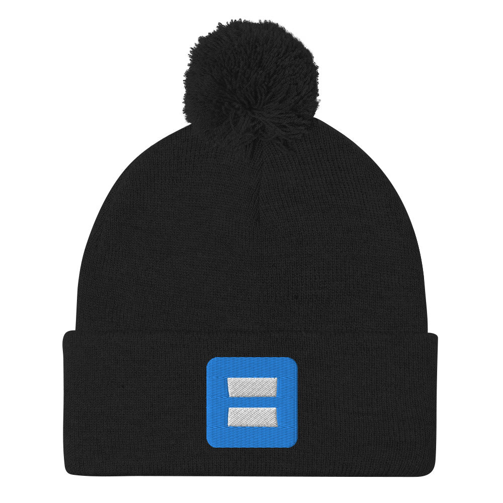 Favicon Puff-Embroidered Pom-Pom Beanie