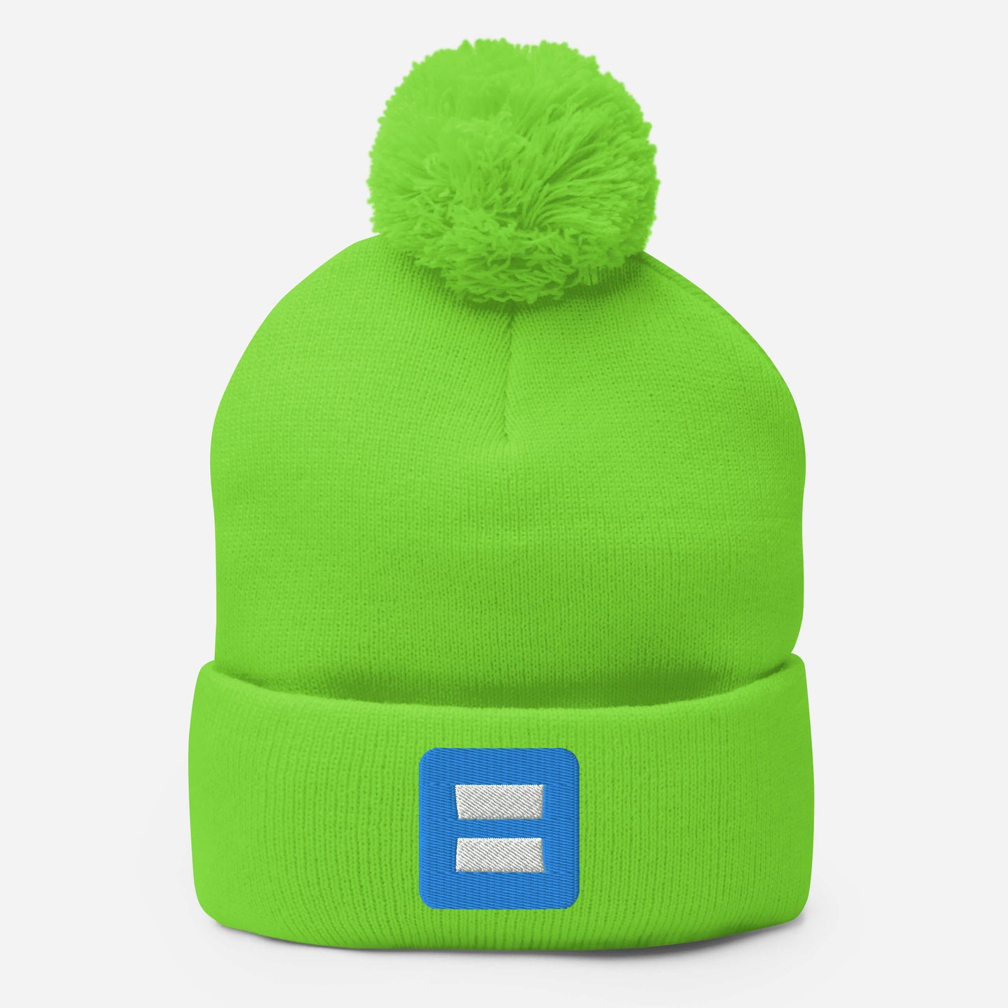 Favicon Puff-Embroidered Pom-Pom Beanie