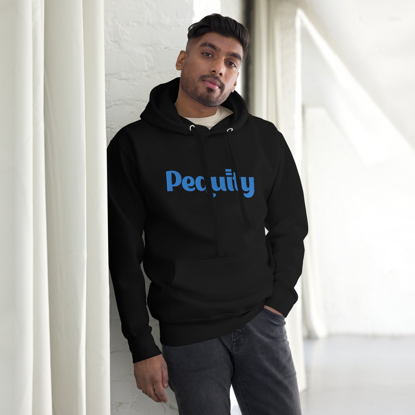 Embroidered Blue Logo Unisex Hoodie