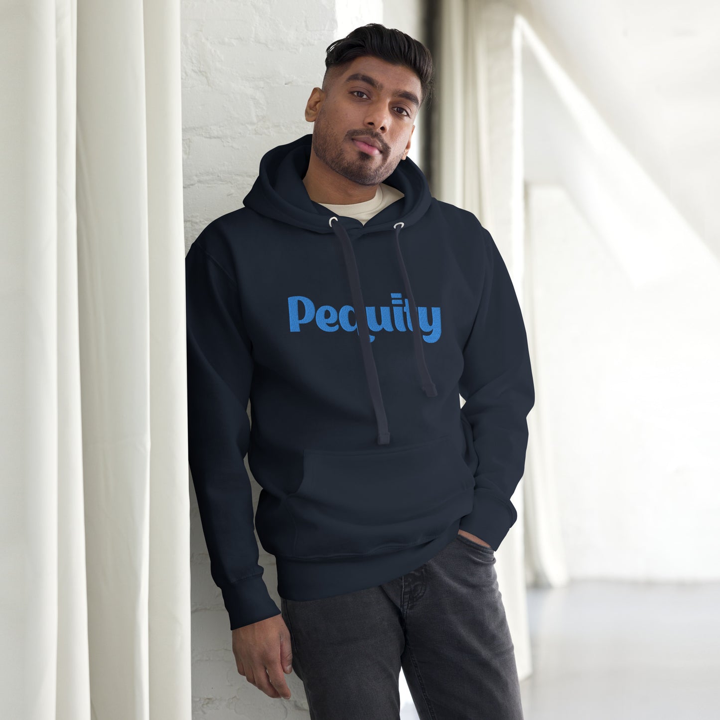 Embroidered Blue Logo Unisex Hoodie