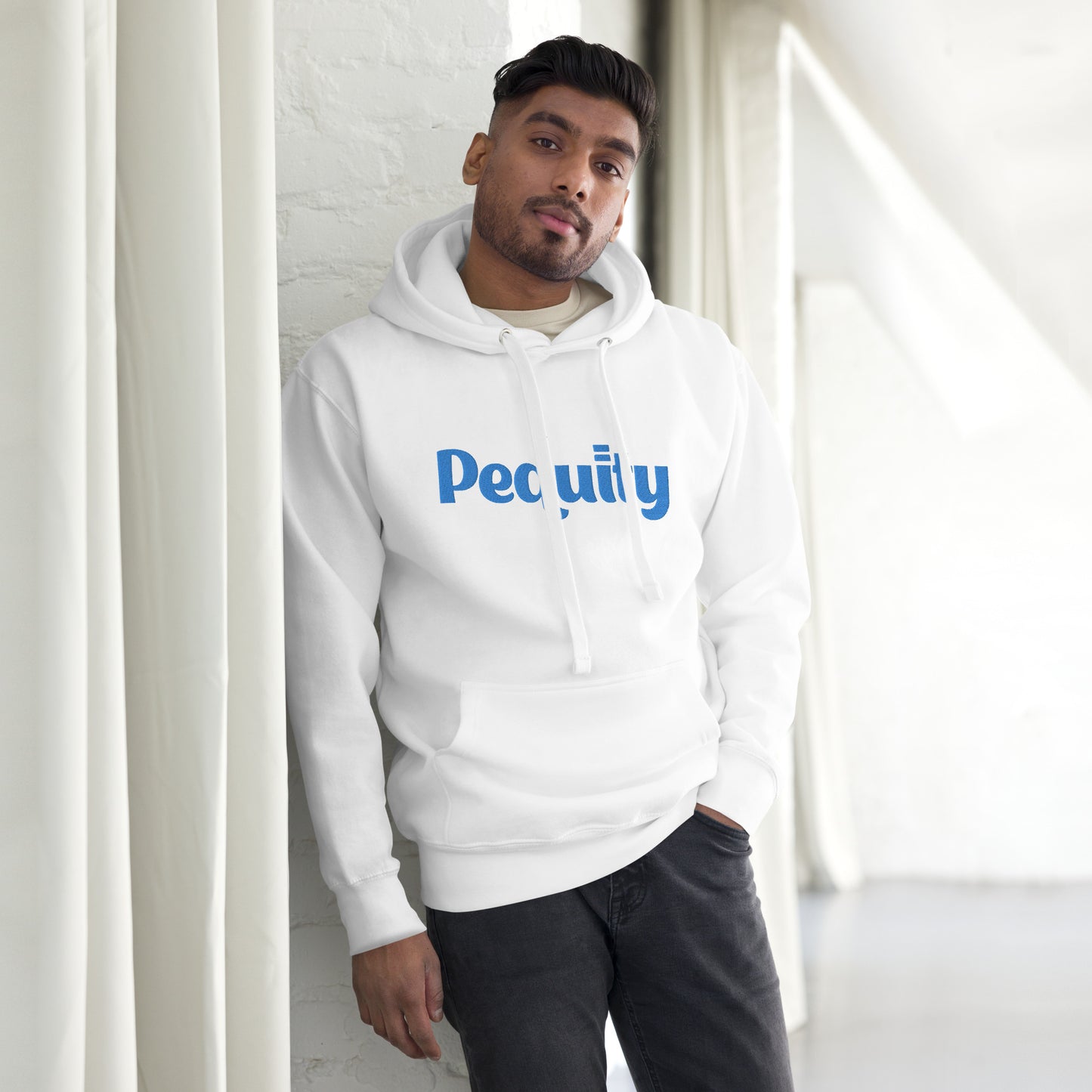 Embroidered Blue Logo Unisex Hoodie